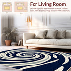Swirling Dark Navy Cream Gray Pattern Rug