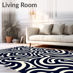 Abstract Swirl Black Cream Rug