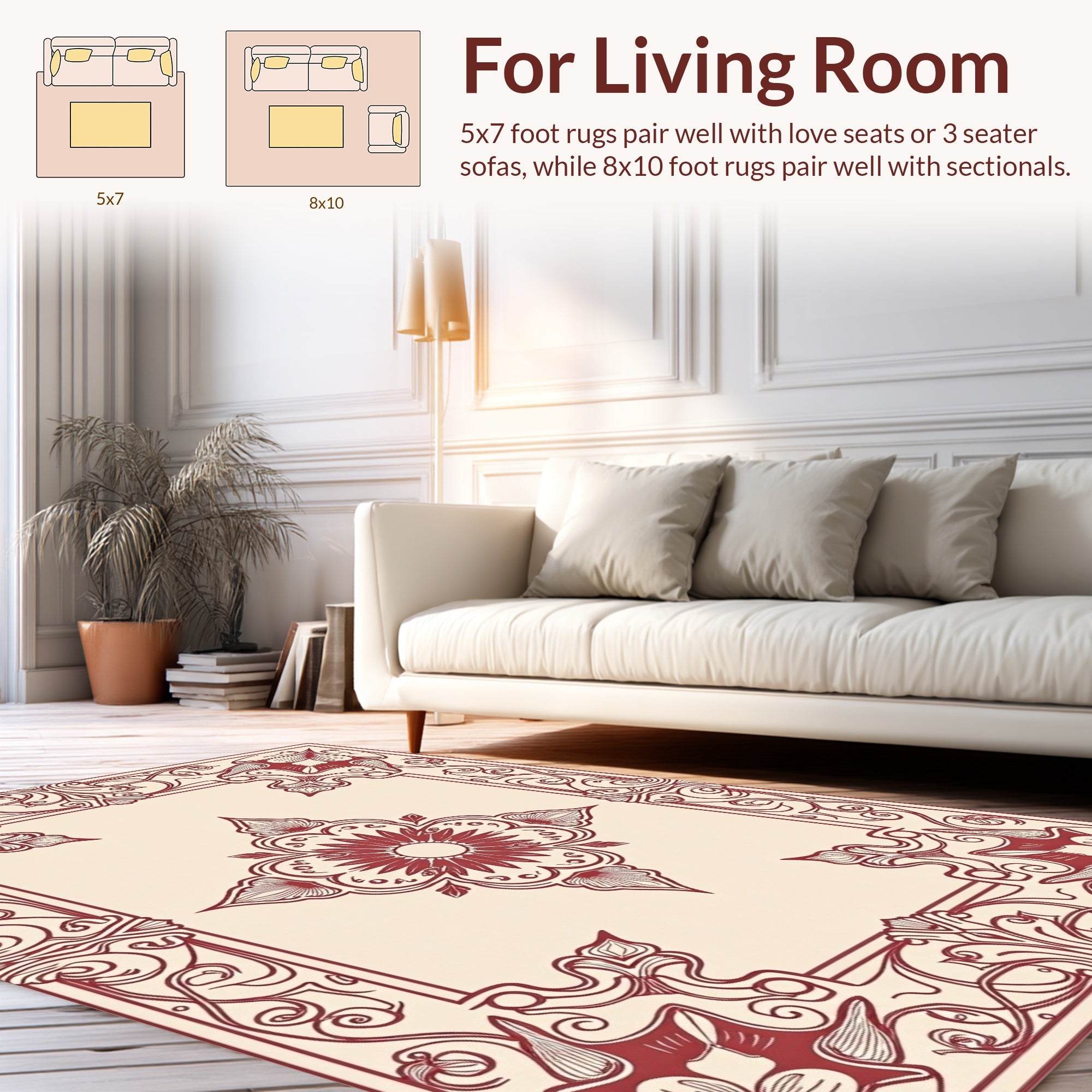 Ornate Floral Medallion Border Rug