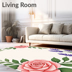 Pink Rose Purple Lavender Floral Design Rug
