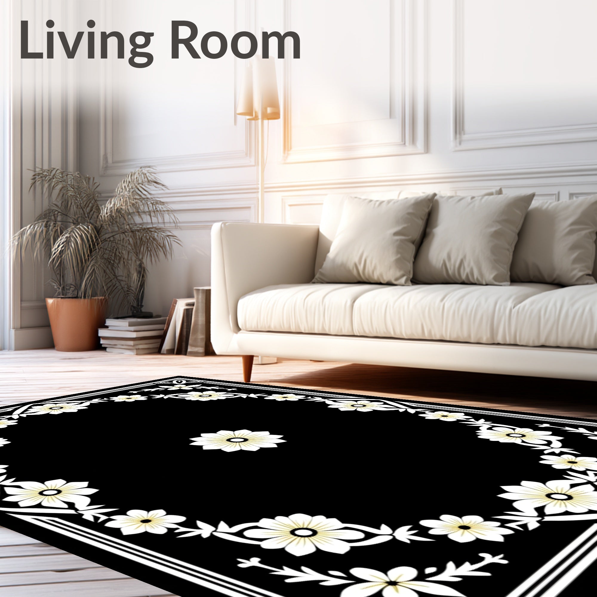Classic Floral Border Design Rug