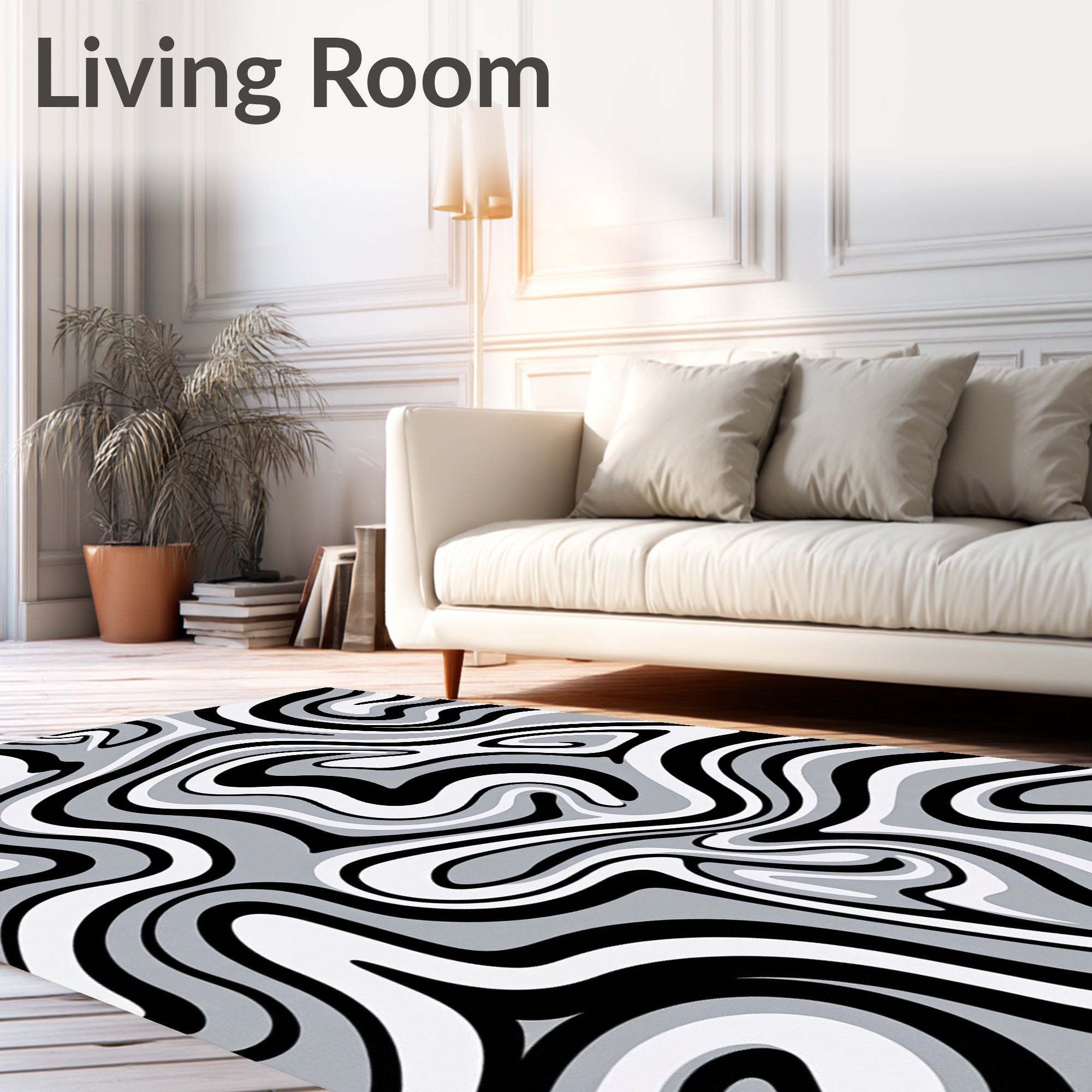 Monochromatic Swirl Pattern Rug