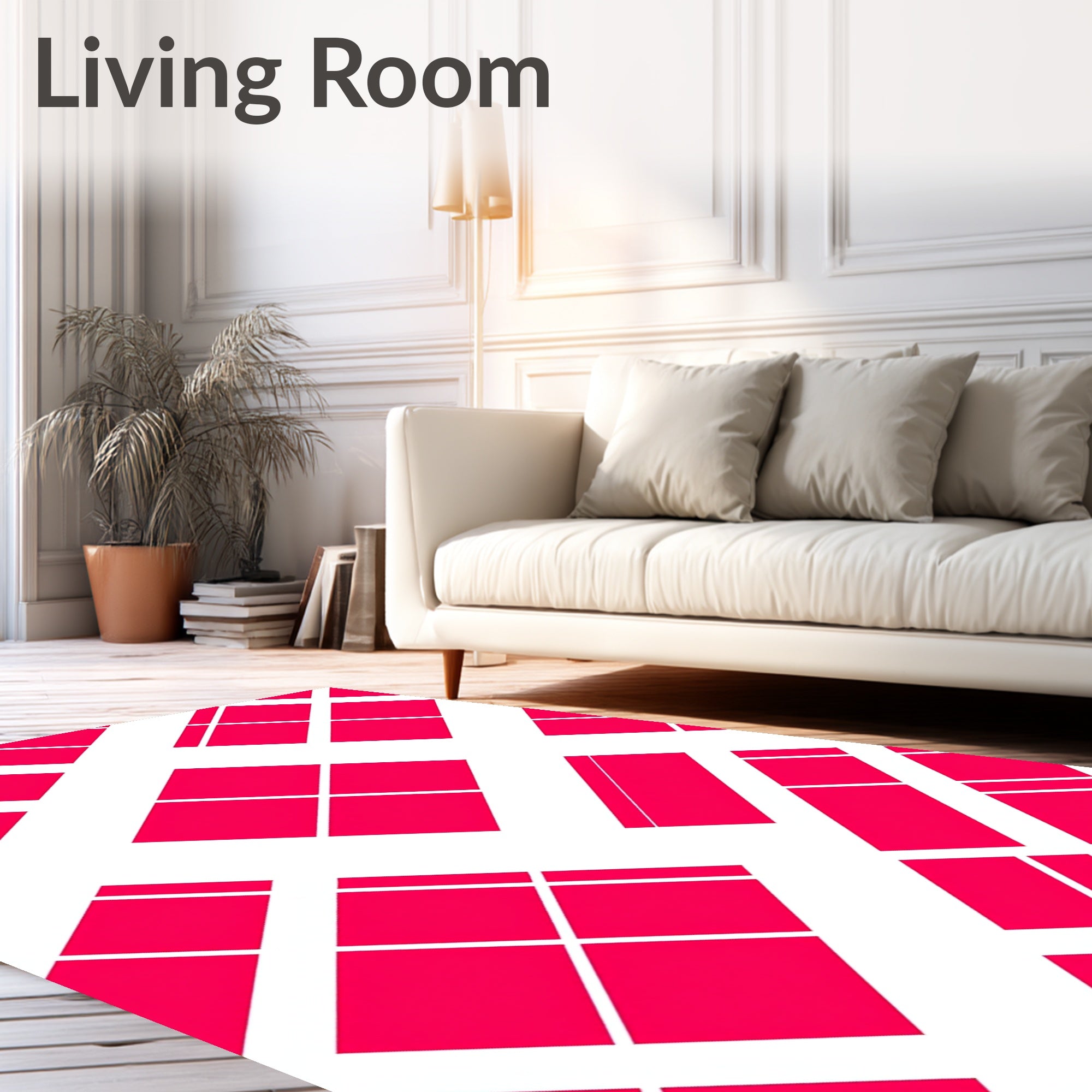 Bold Pink Geometric Diamond Pattern Rug