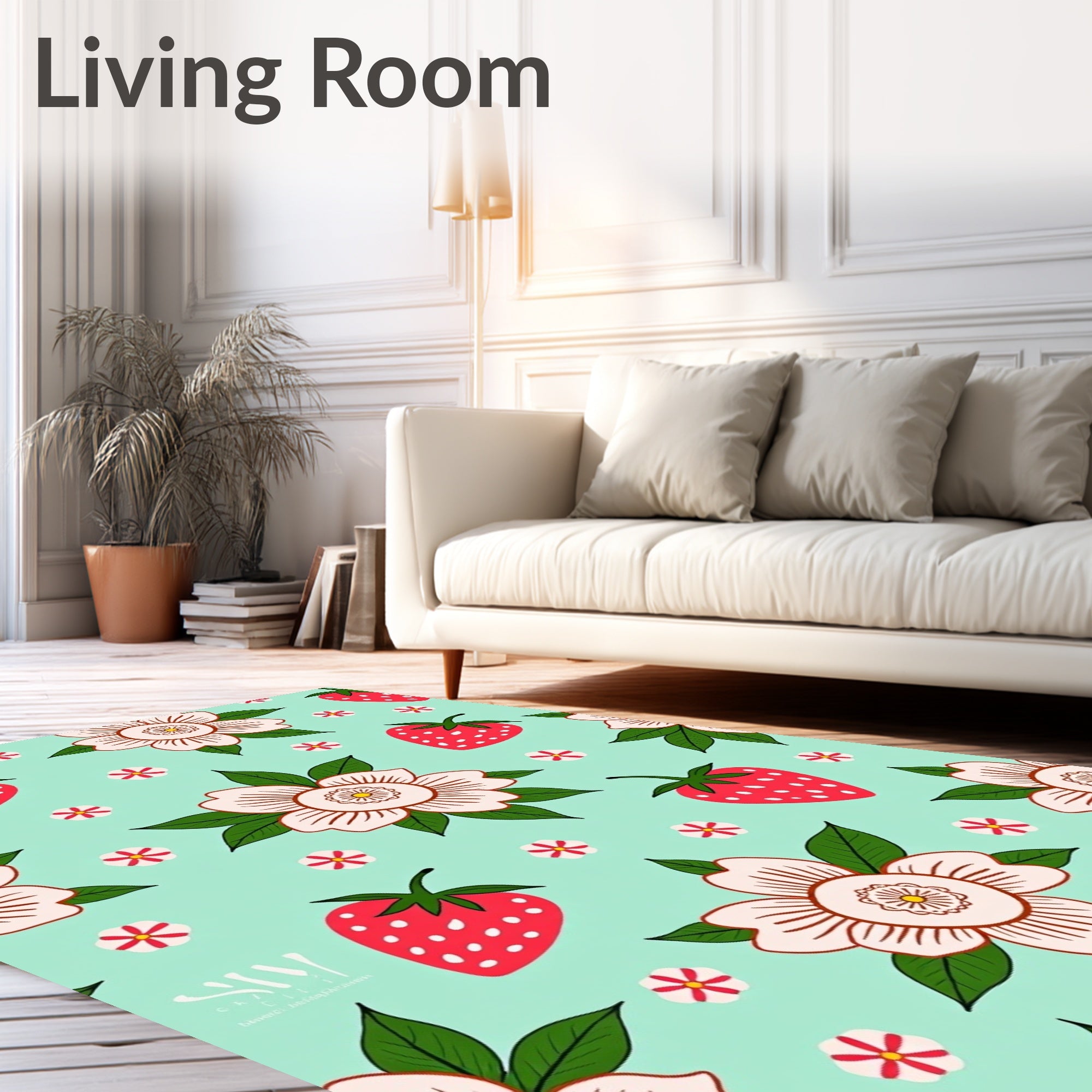 Strawberry and Daisy Pattern Design Rug