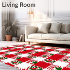 Classic Red White Gingham Festive Rug