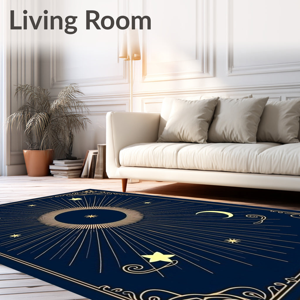 Celestial Sun Moon Star Pattern Rug