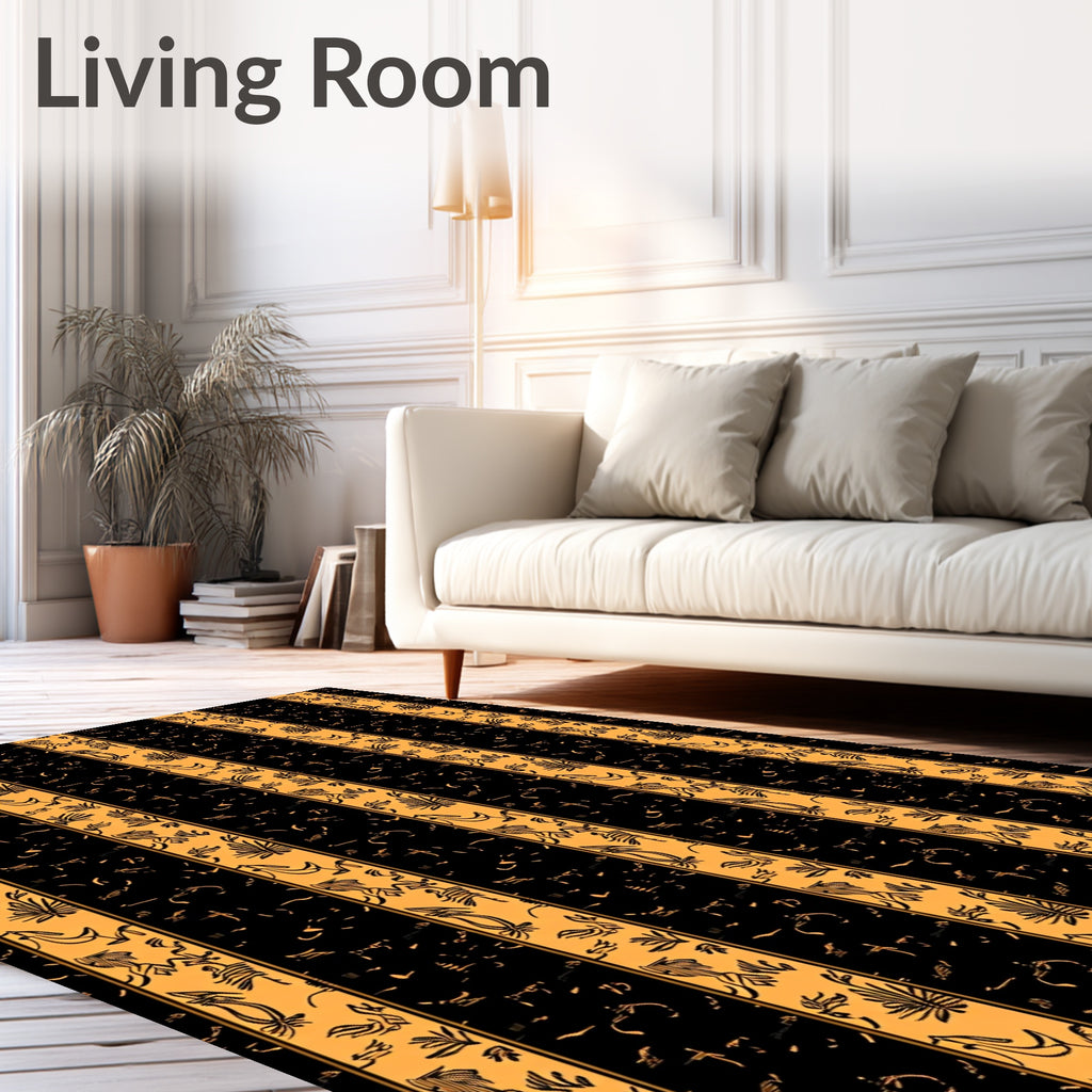 Vertical Stripes With Floral Motifs Design Rug