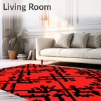 Geometric Red Black Pixelated Pattern Rug