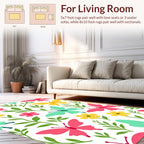 Bright Floral Butterfly Pattern Rug