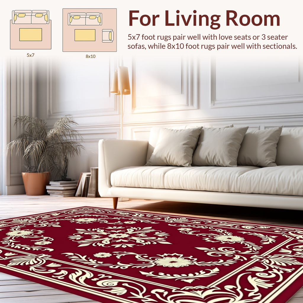 Classic Floral Ivory Inset Design Rug