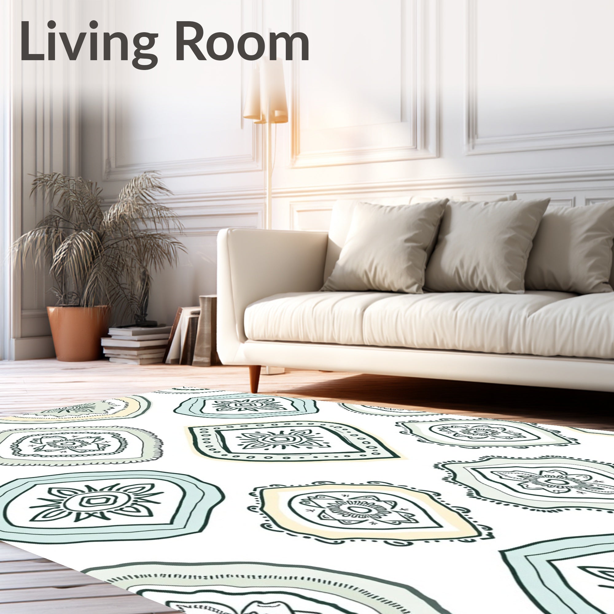 Distressed Boho Style Medallions Rug