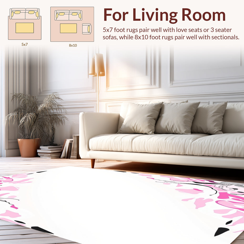 Abstract Pink Gray Fluid Strokes Rug