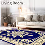 Intricate Floral Medallion Border Design Rug