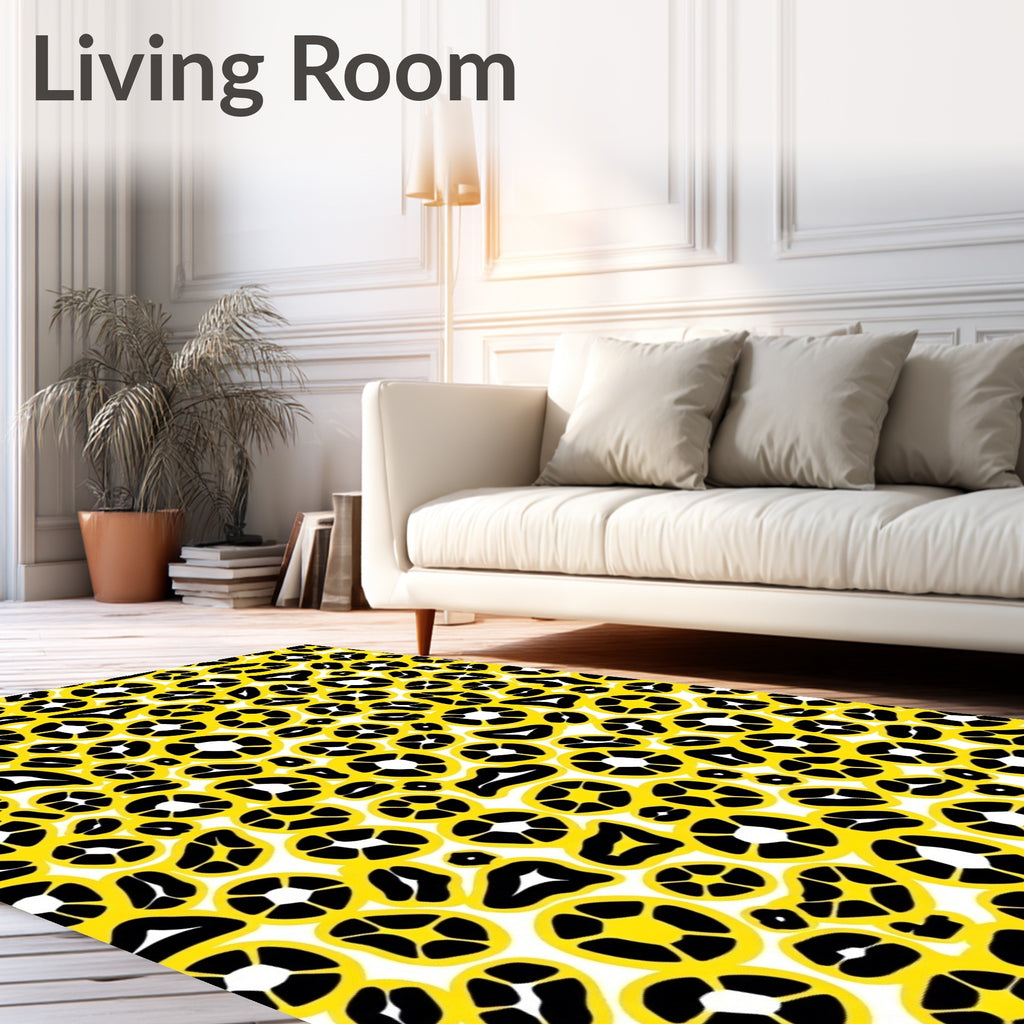 Bold Yellow Black Abstract Spots Rug