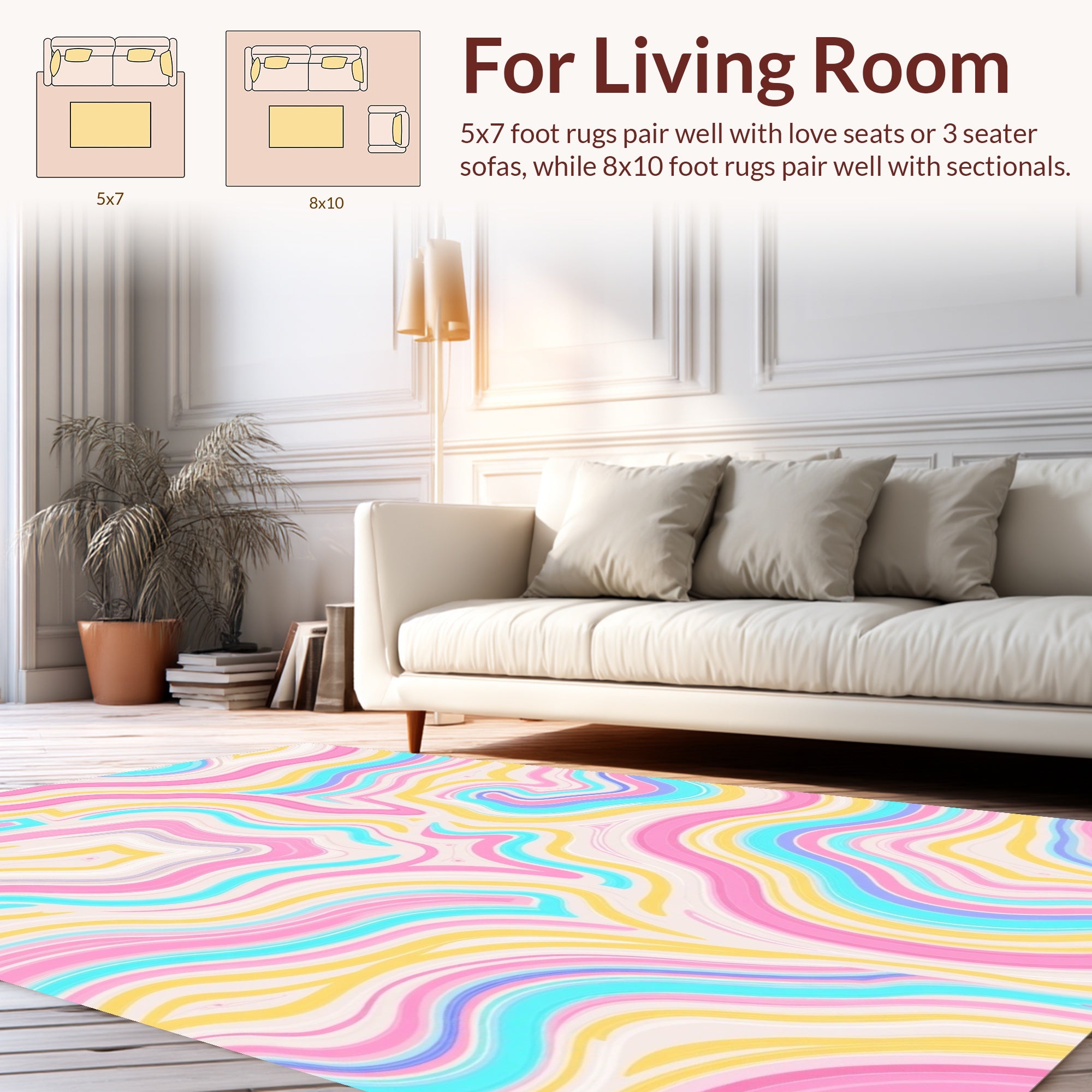 Whimsical Pastel Swirl Pattern Rug