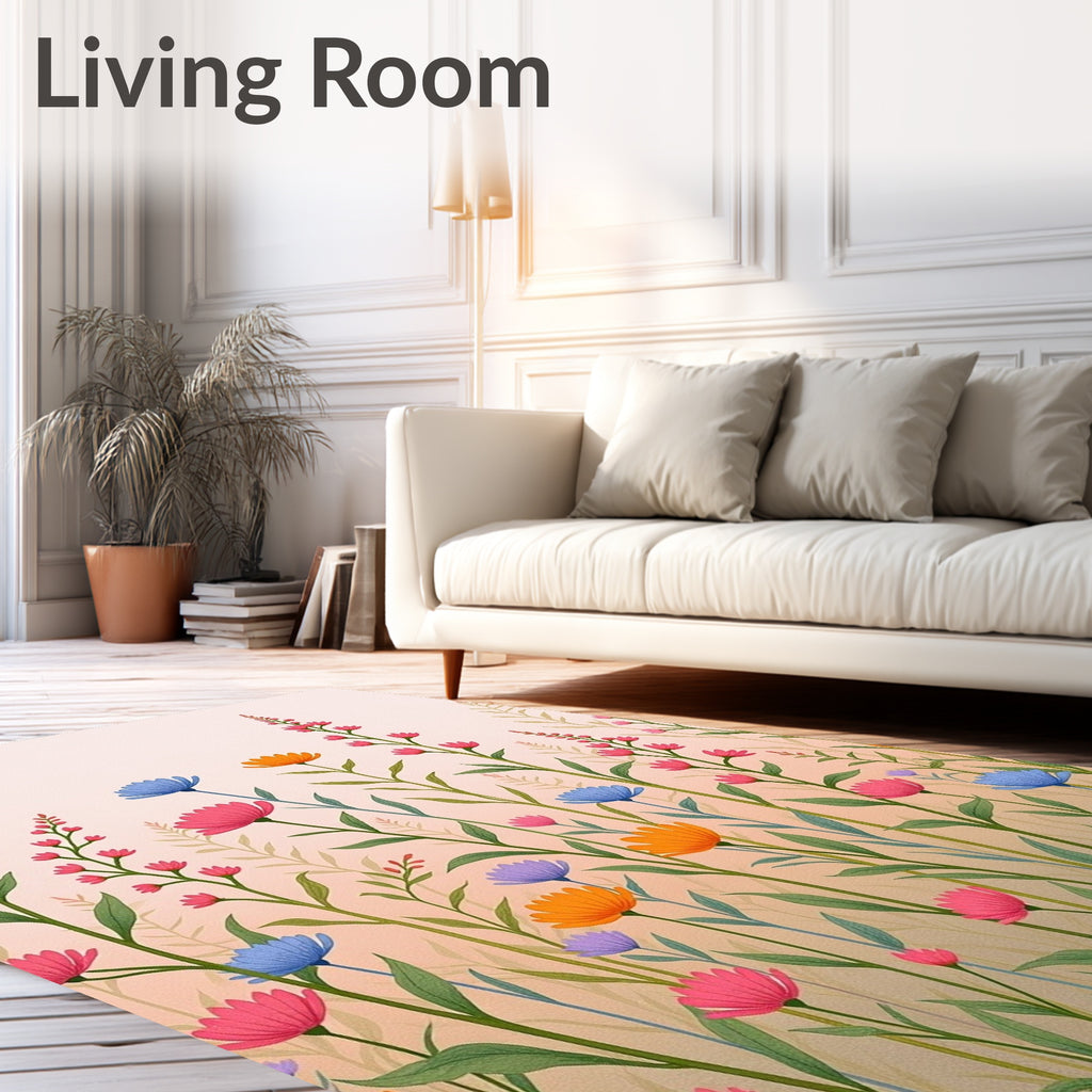 Whimsical Meadow Floral Pattern Rug