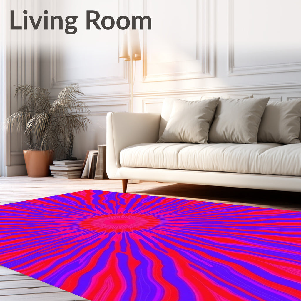 Radiating Lines Pink Purple Design Rug