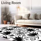 Bold Floral Outline And Silhouette Design Rug