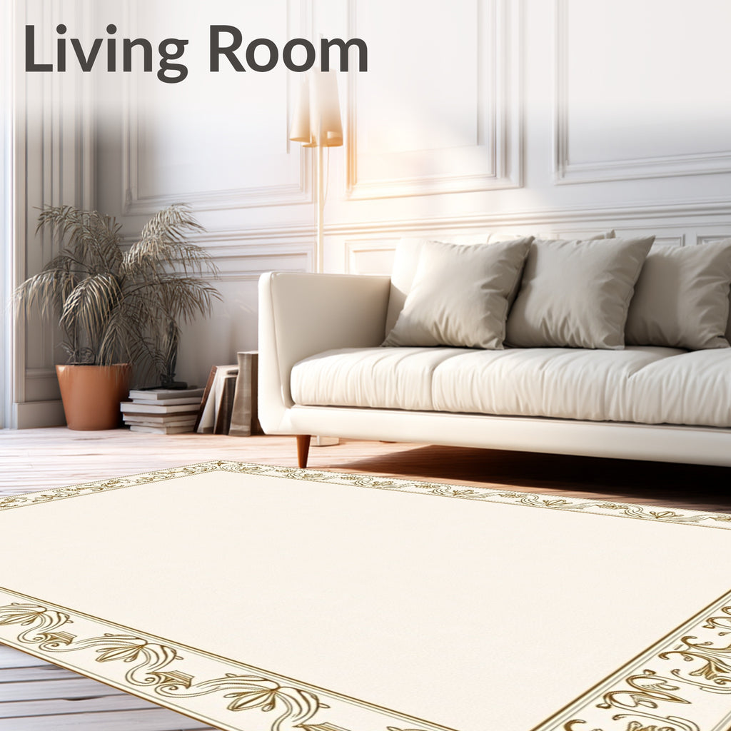 Elaborate Floral Border Design Rug