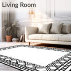 Classic Geometric Patterned Border Design Rug