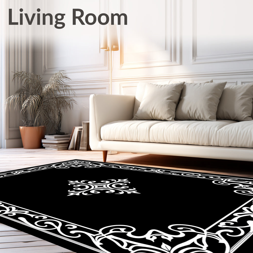 Ornate Flourish Corner Pattern Rug