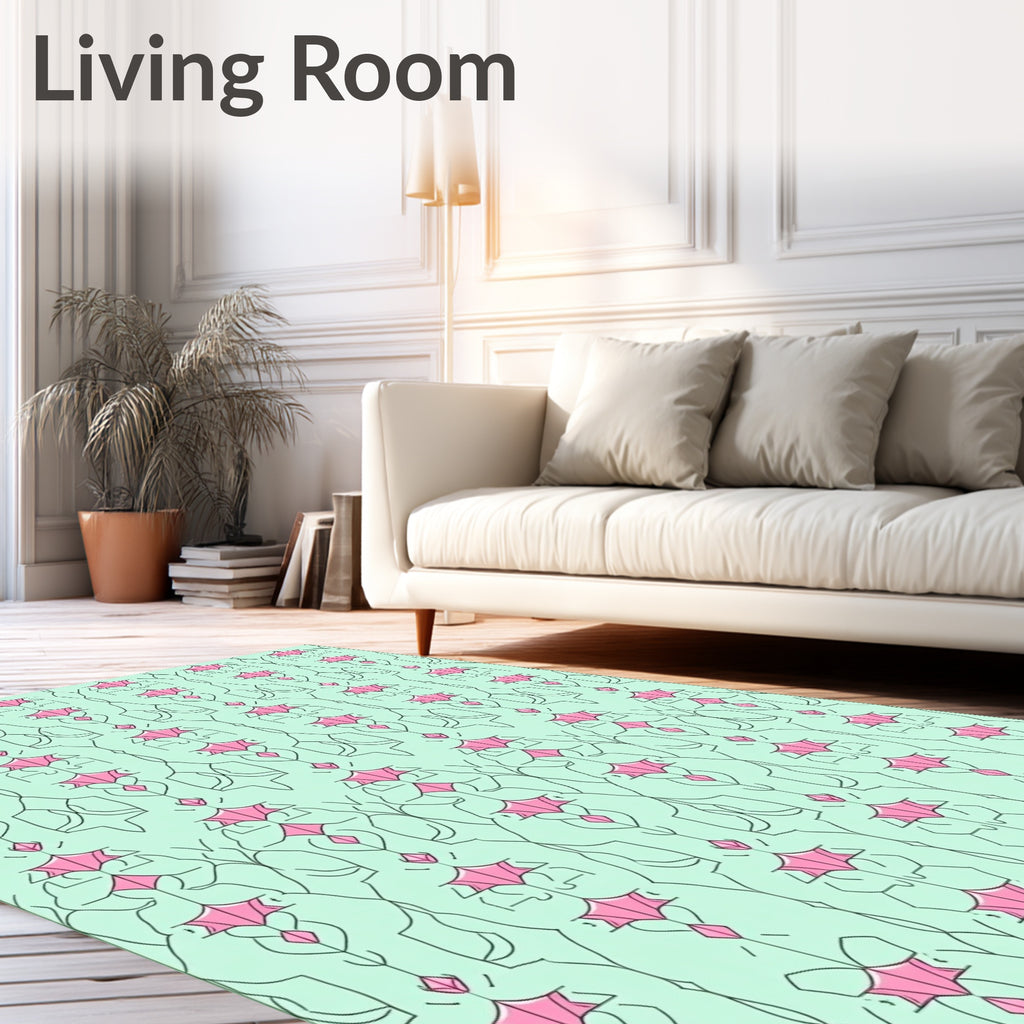 Pink Gem Vine Vertical Pattern Rug