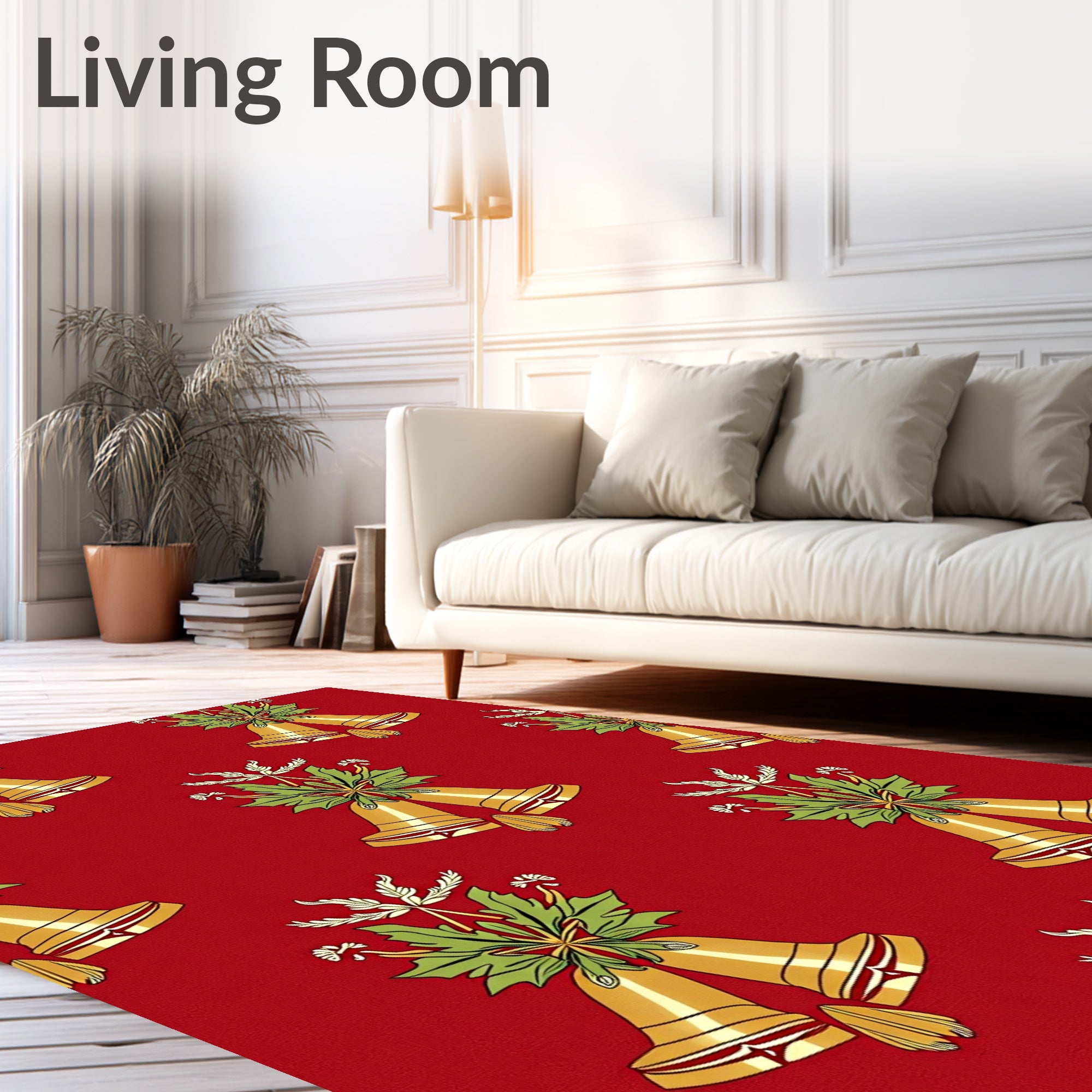 Golden Bells Festive Pattern Rug