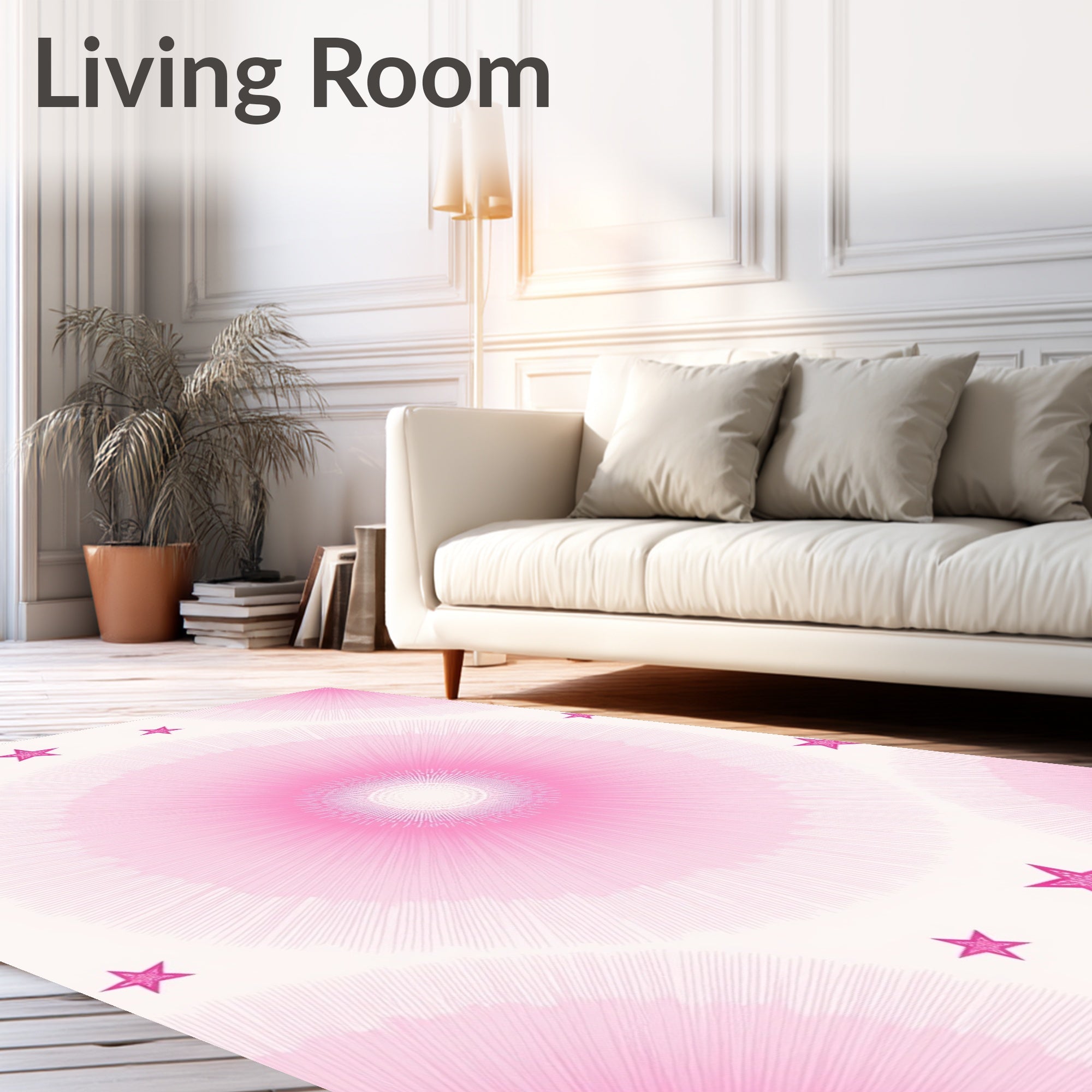 Pink Sunburst Star Pattern Rug