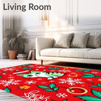 Cute Teal Cat Snowflakes Holiday Pattern Rug