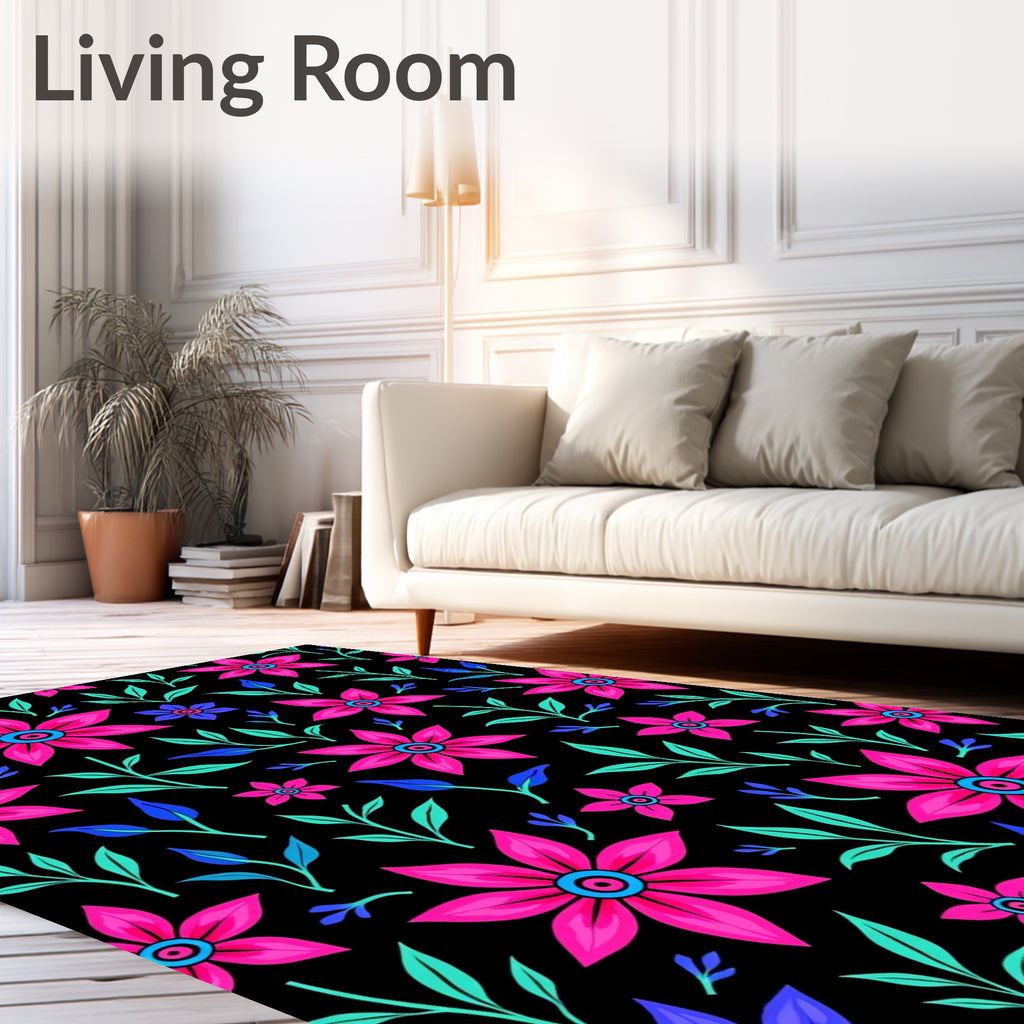 Vibrant Floral Swirls Pattern Rug
