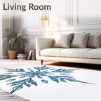 Frosty Blue Ice Crystal Snowflake Design Rug
