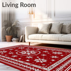 White Snowflake Border Tribal Rug