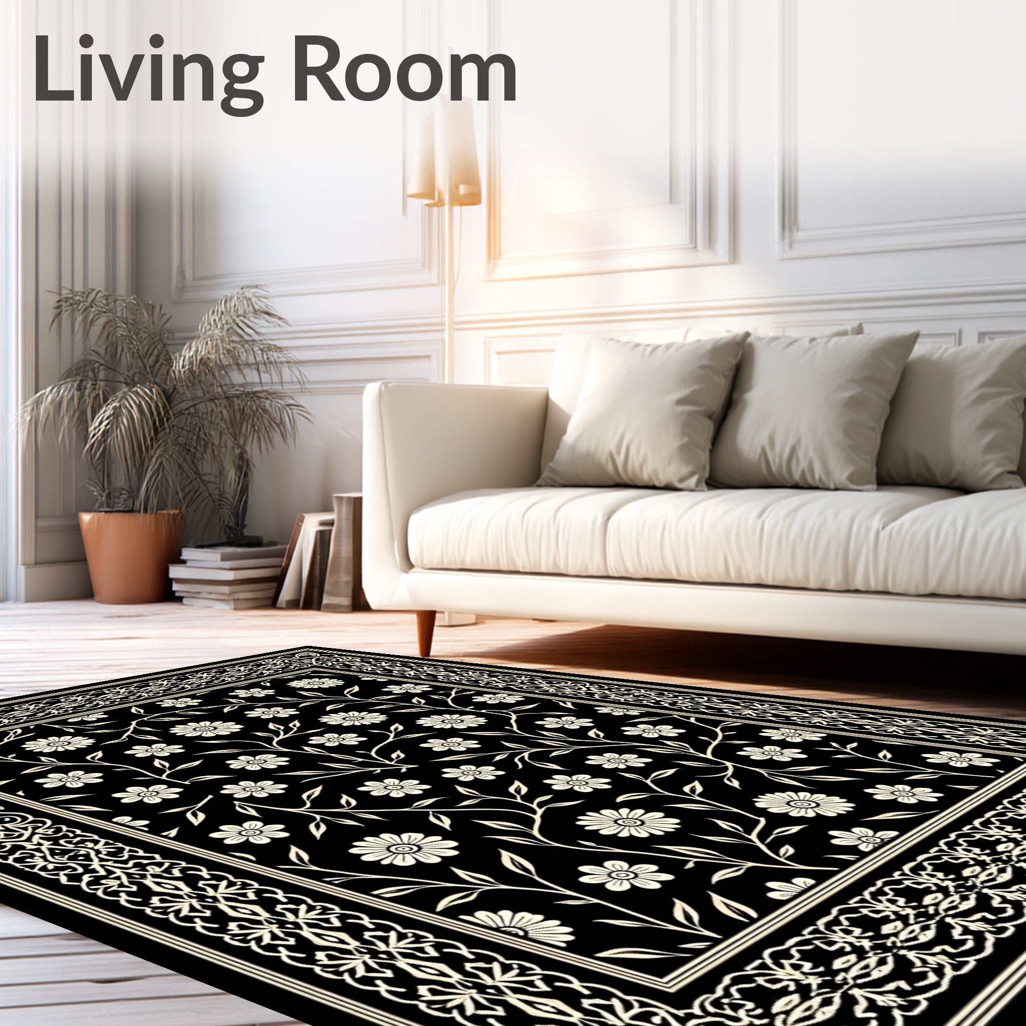 Floral Vine Border Design Rug