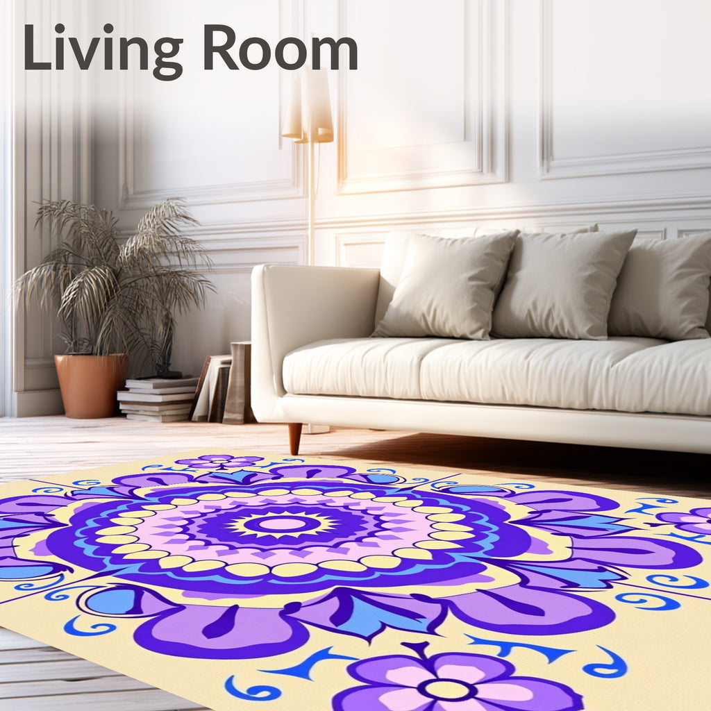 Purple Floral Mandala Pattern Rug