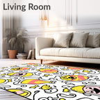 Whimsical Cartoon Characters Squiggles Design Rug
