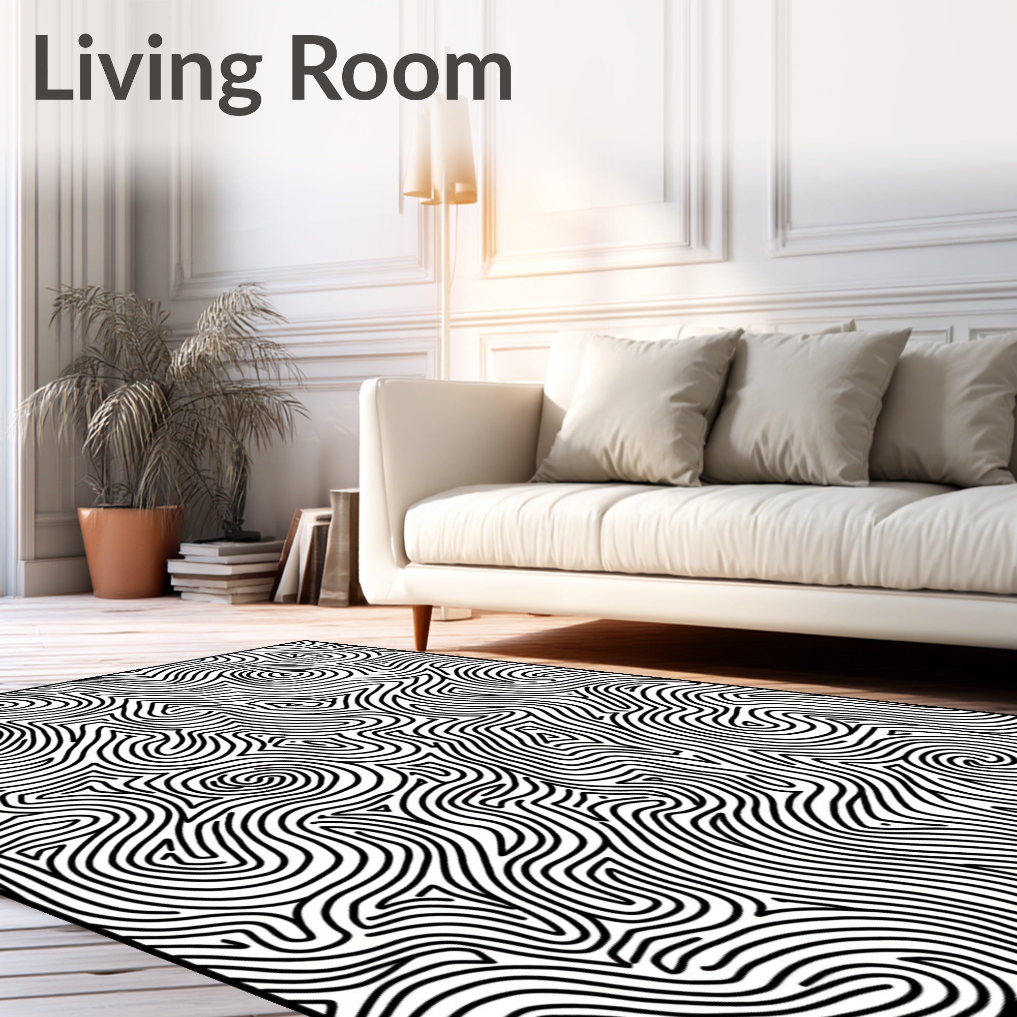 Abstract Wavy Lines Pattern Rug