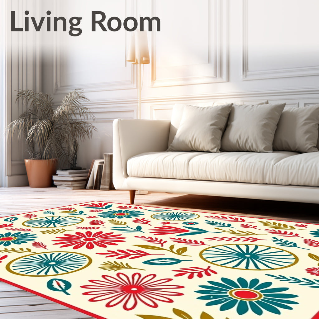 Folklore Floral Wheel Pattern Rug