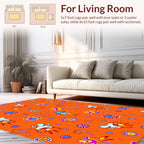 Whimsical Figures Floral Round Pattern Rug