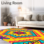 Vibrant Geometric Floral Pattern Rug