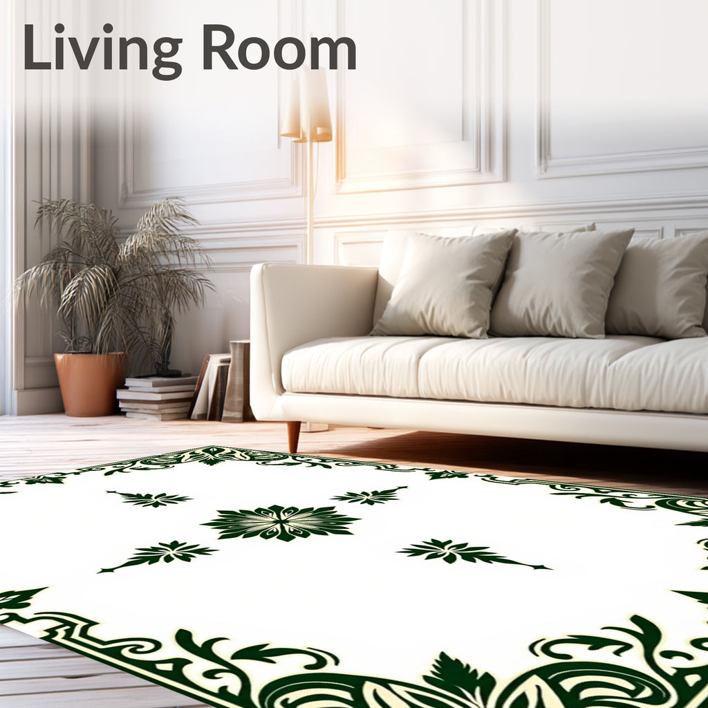 Ornate Floral Corner Border Design Rug