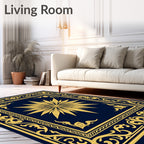Golden Starburst Intricate Border Rug