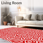 Crimson White Swirl Motion Rug