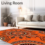 Bold Orange Mandala Pattern Rug