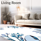 Blue Botanical Floral Corner Design Rug