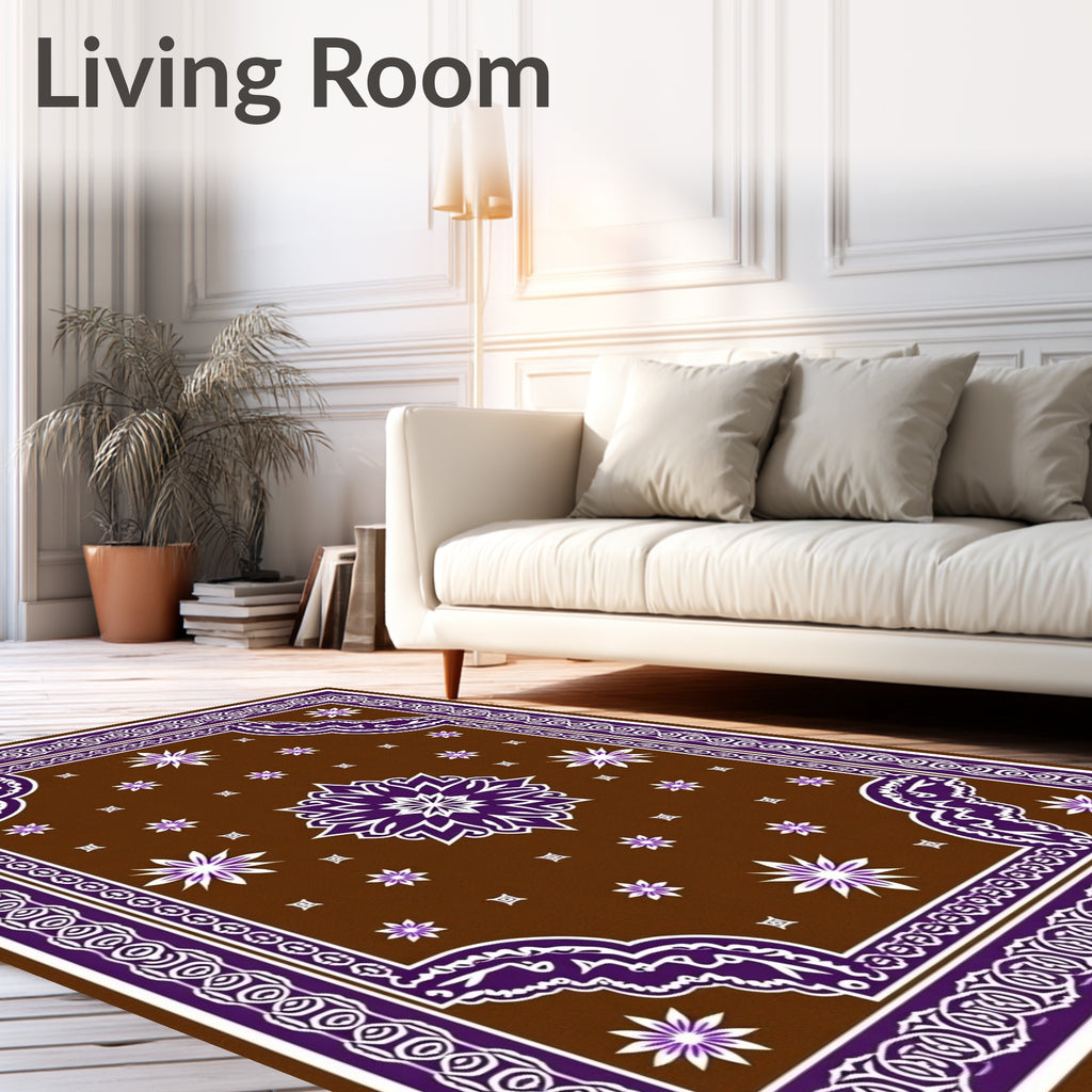 Intricate Floral Paisley Brown Purple Rug