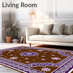 Intricate Floral Paisley Brown Purple Rug