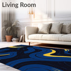 Blue Yellow Swirl Pattern Rug