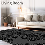 Ornate Black Mandala Pattern Rug