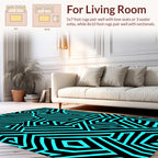 Bold Geometric Cyan Stripes Rug