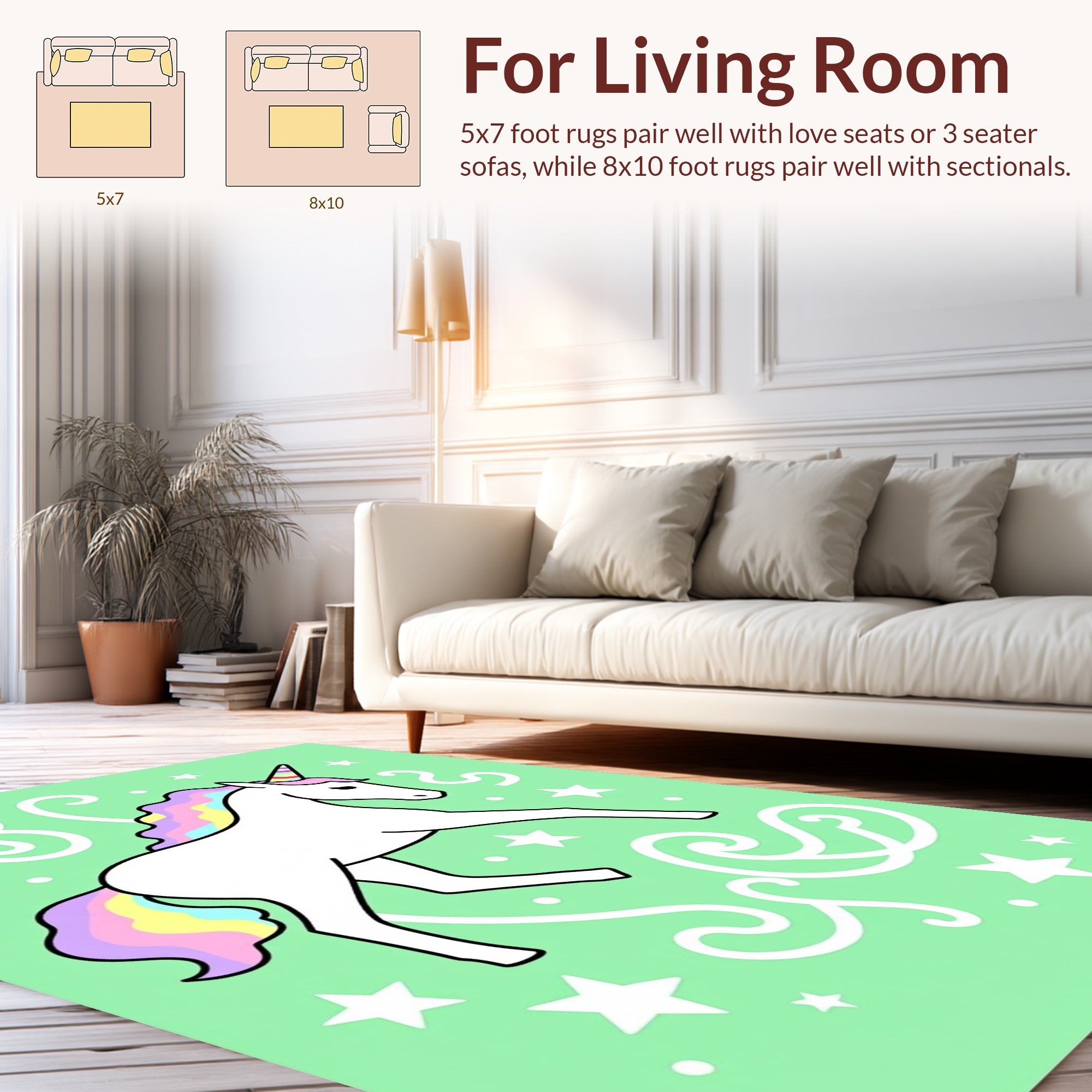 Whimsical Unicorn With Rainbow Mane Rug